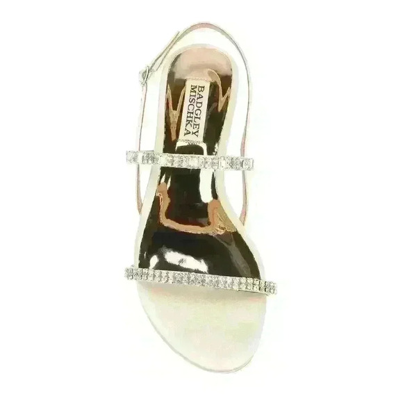 New! Badgley Mischka Zandra Embellished White Rose Gold Strappy Sandal Size 5.5 - Picture 2 of 5